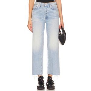 New MOTHER Superior The Rambler Zip Ankle Fray Jeans in Light Blue With The Band